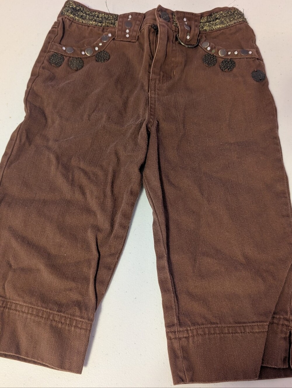 Mary-Kate and Ashley Girls Brown Pants Size 6 With Embellishments Y2K